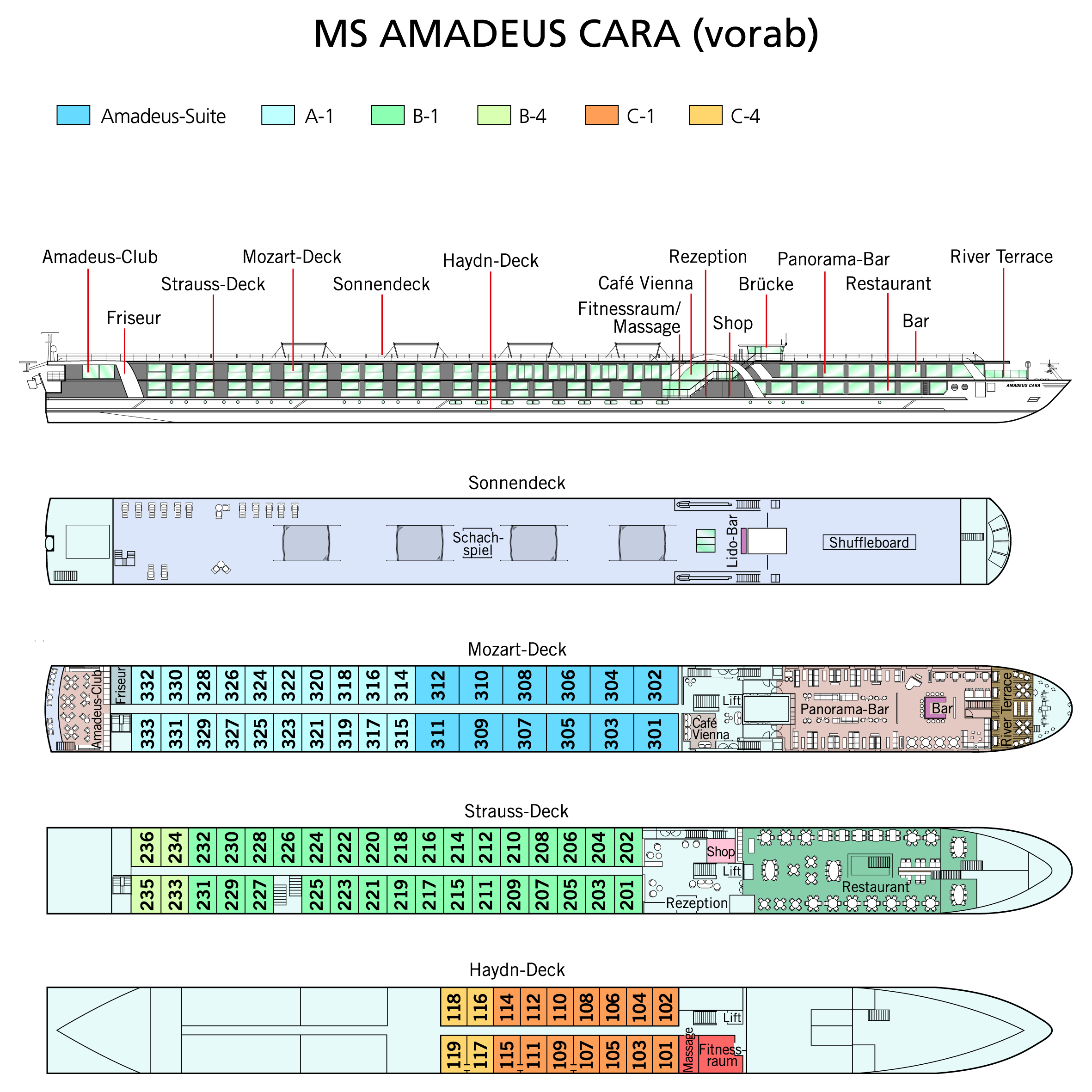MS Amadeus Cara - Deckplan