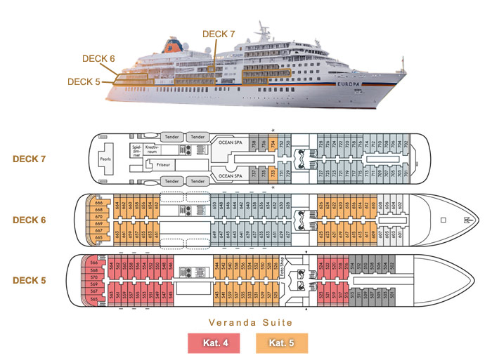 Veranda Suite 4 / 5 - MS EUROPA - Lage