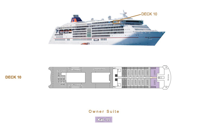 Owner Suite 11 - MS EUROPA 2 - Lage