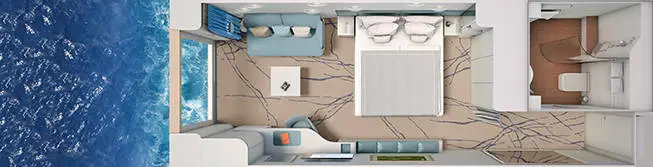 Panoramakabine K02 / E02 Solo - HANSEATIC inspiration - Grundriss