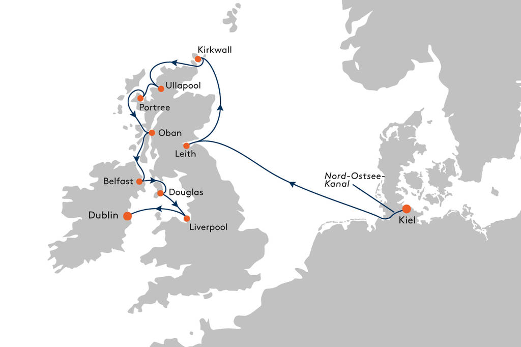MS EUROPA EUR2418 Sommerhoch2 - Die Welt der Highlander - Routenbild