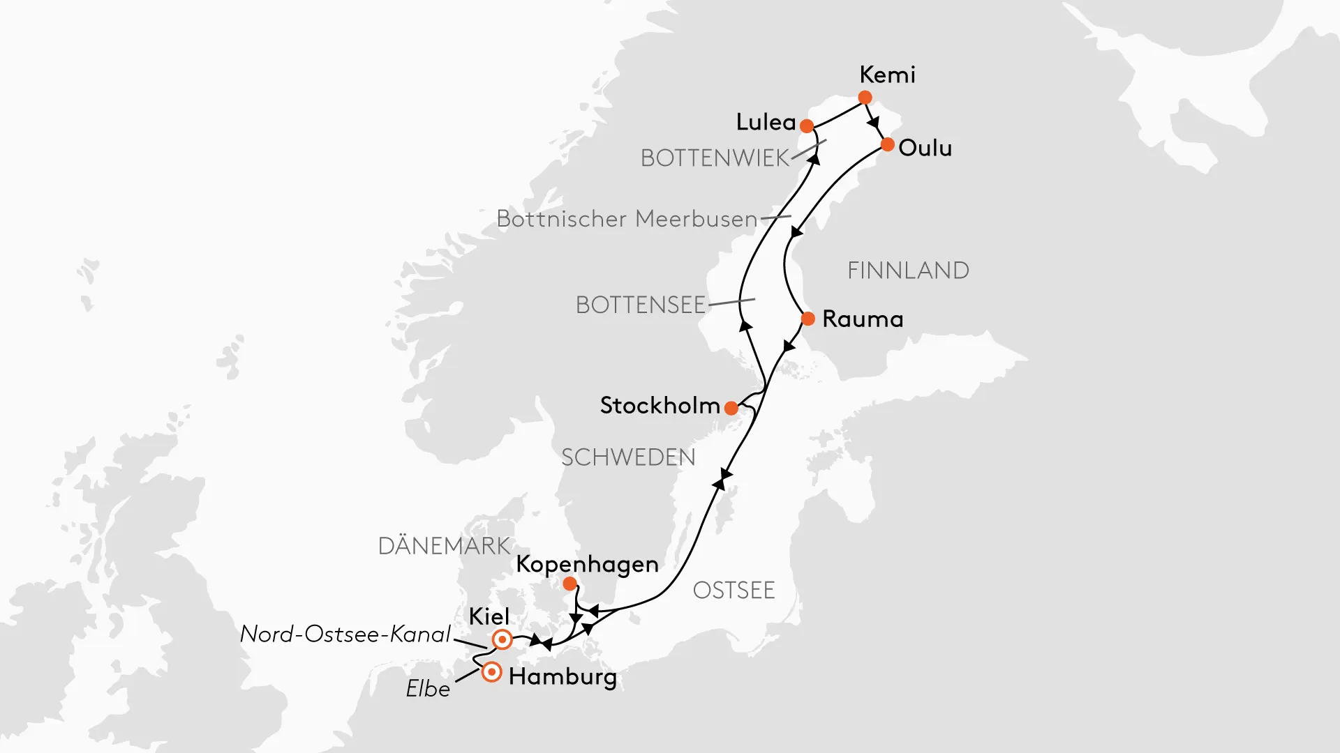 HANSEATIC nature NAT2602 15% Ermigung & Single-Special - Winter-Abenteuer Lappland - Routenbild