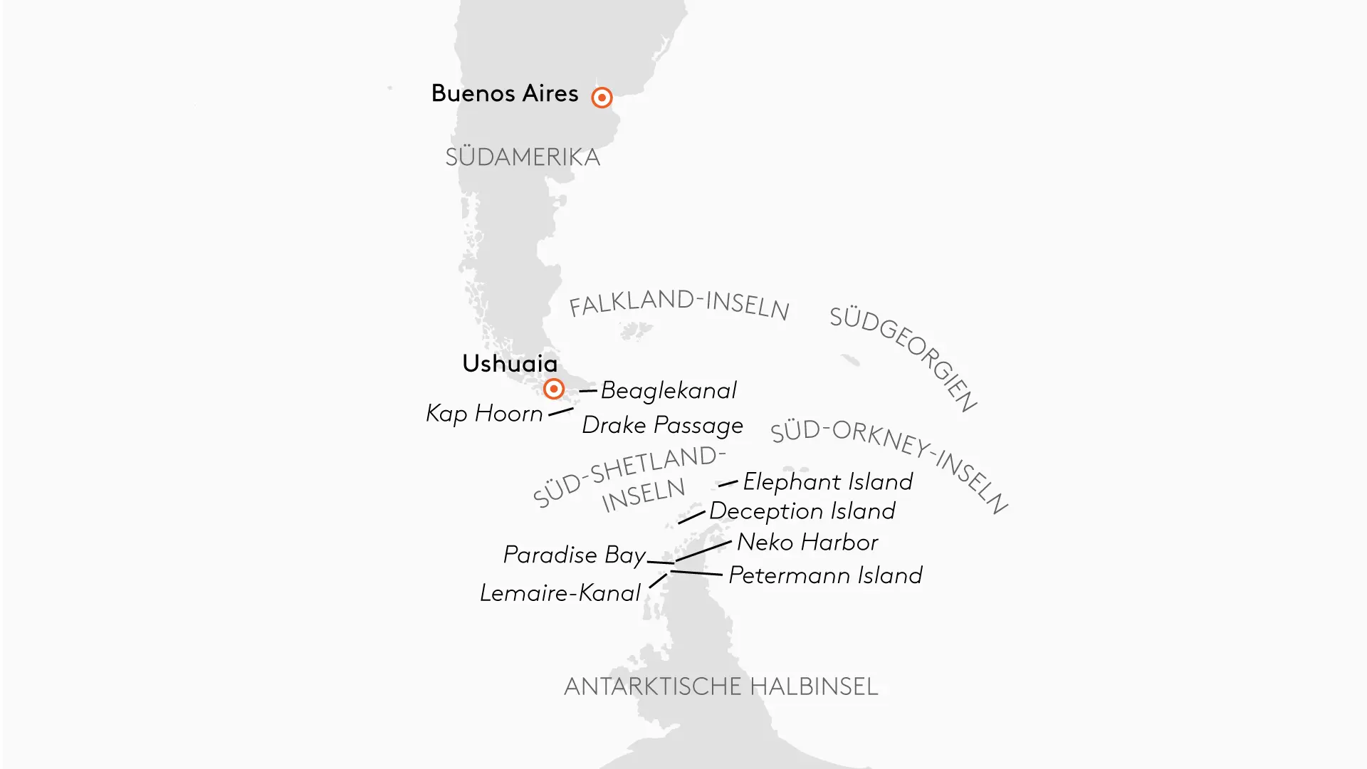 HANSEATIC spirit SPI2602 15% Ermigung (Silber-Tarif) - Expedition Antarktis mit Kap Hoorn - von Ushuaia nach Buenos Aires - Routenbild