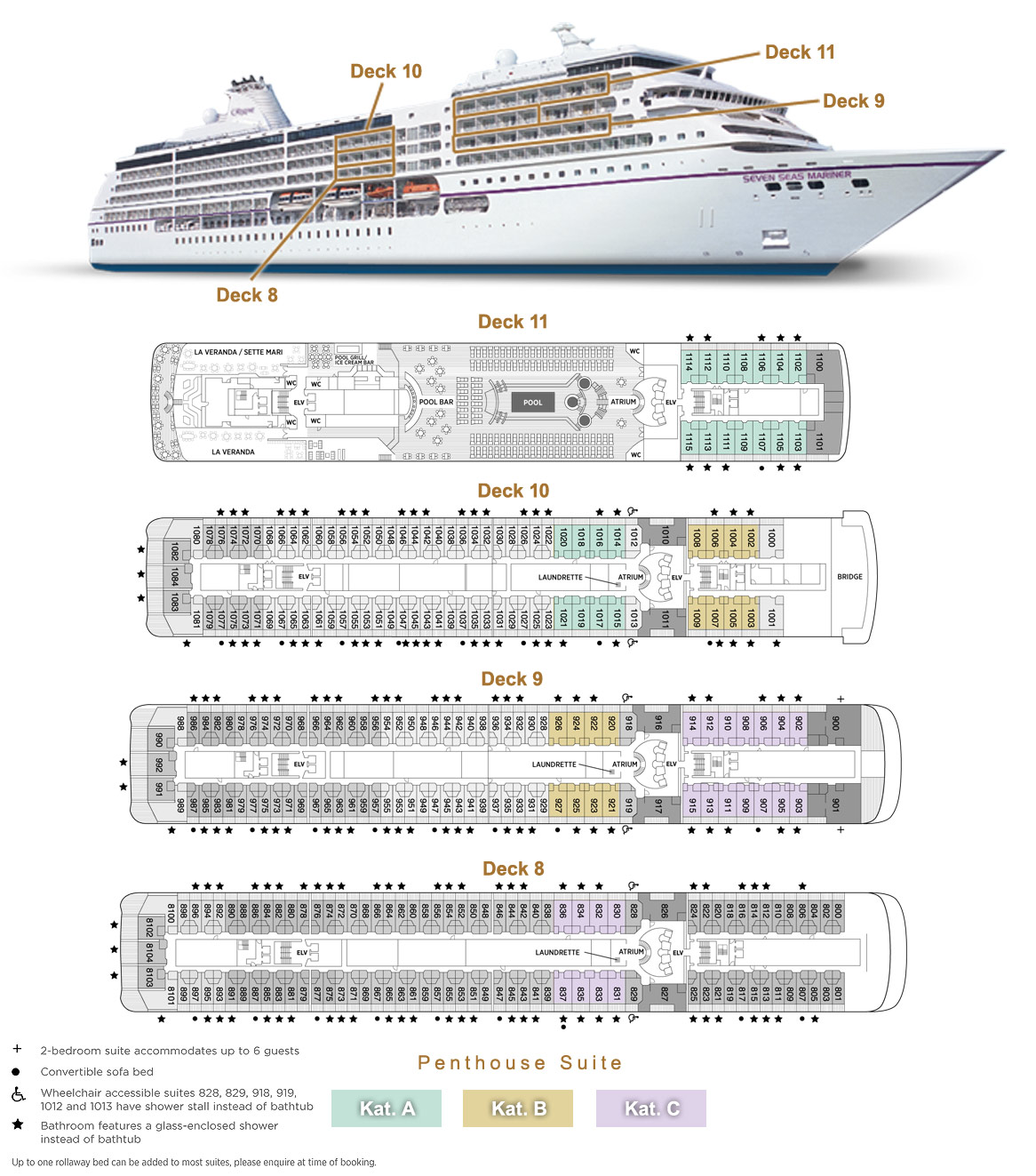 Penthouse Suite A / B / C - Seven Seas Mariner - Lage