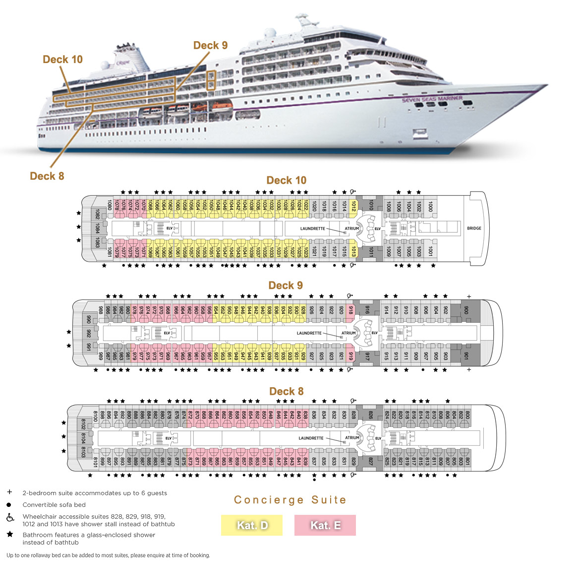 Concierge Suite D / E - Seven Seas Mariner - Lage