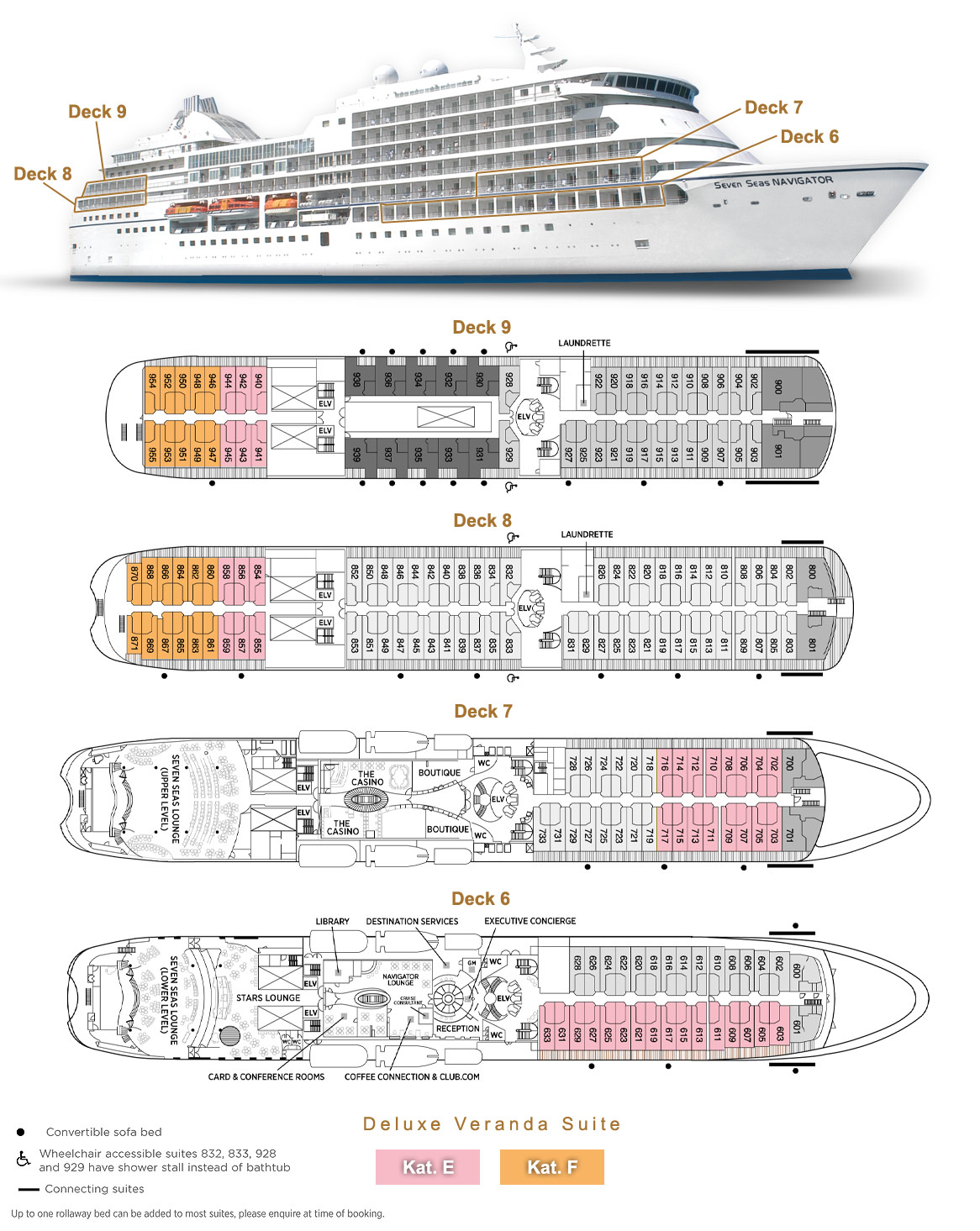 Deluxe Veranda Suite E / F - Seven Seas Navigator - Lage