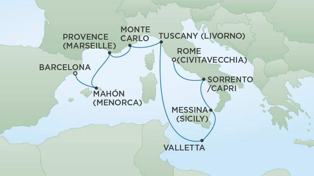 Seven Seas Voyager VOY220425 Von der Provence in die Toskana - Routenbild