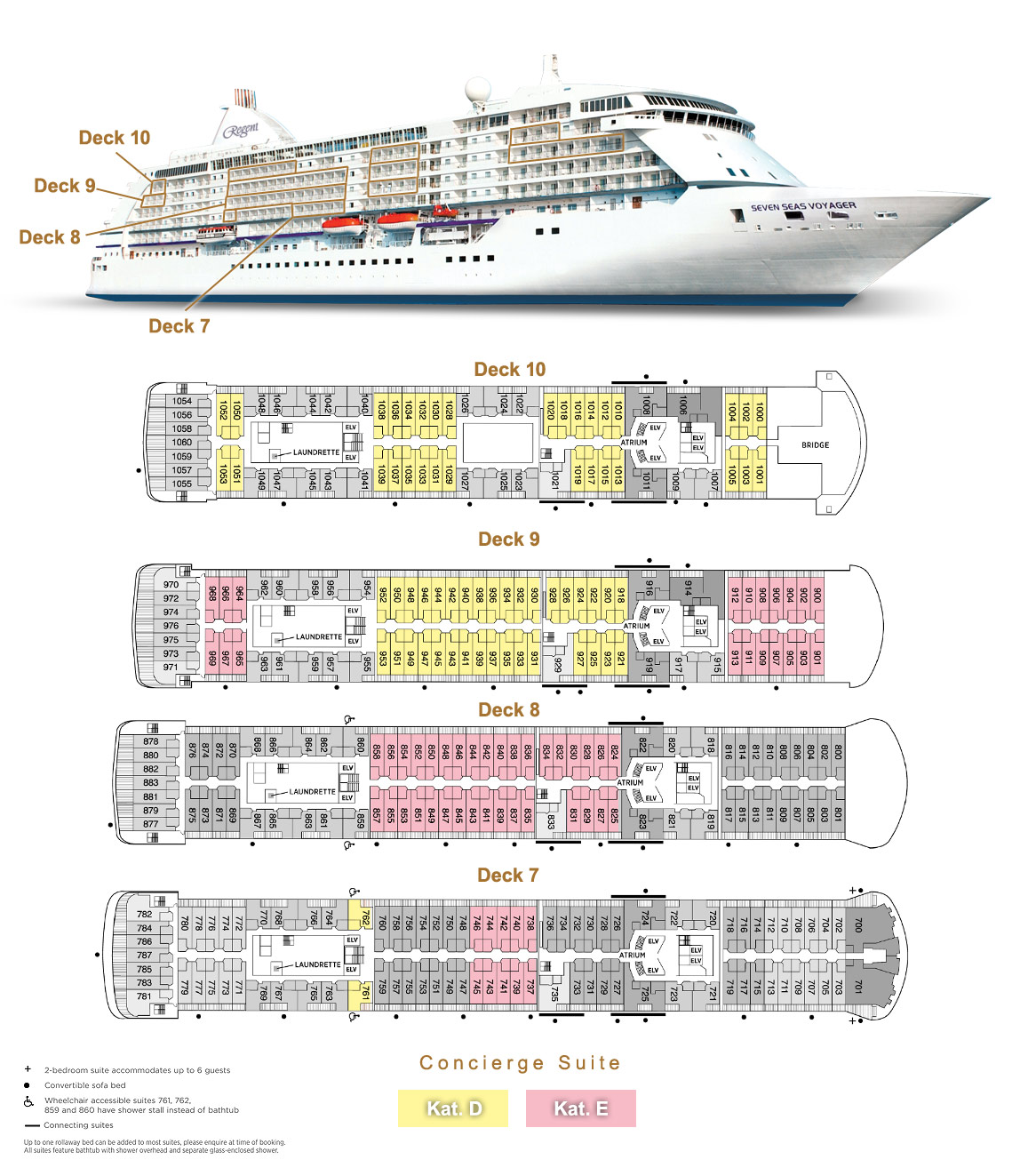 Concierge Suite D / E - Seven Seas Voyager - Lage