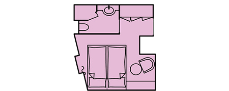 Auenkabine (Doppelbetten) 1 - Sea Cloud - Grundriss