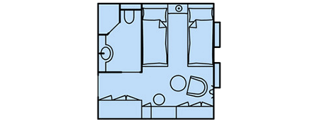 Auenkabine (Unterbetten)Kat 4 / 3 / 2 - Sea Cloud Übersicht